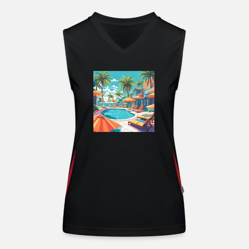 Pool Summer Holiday Palm Trees Women's Functional Contrast Tank Top