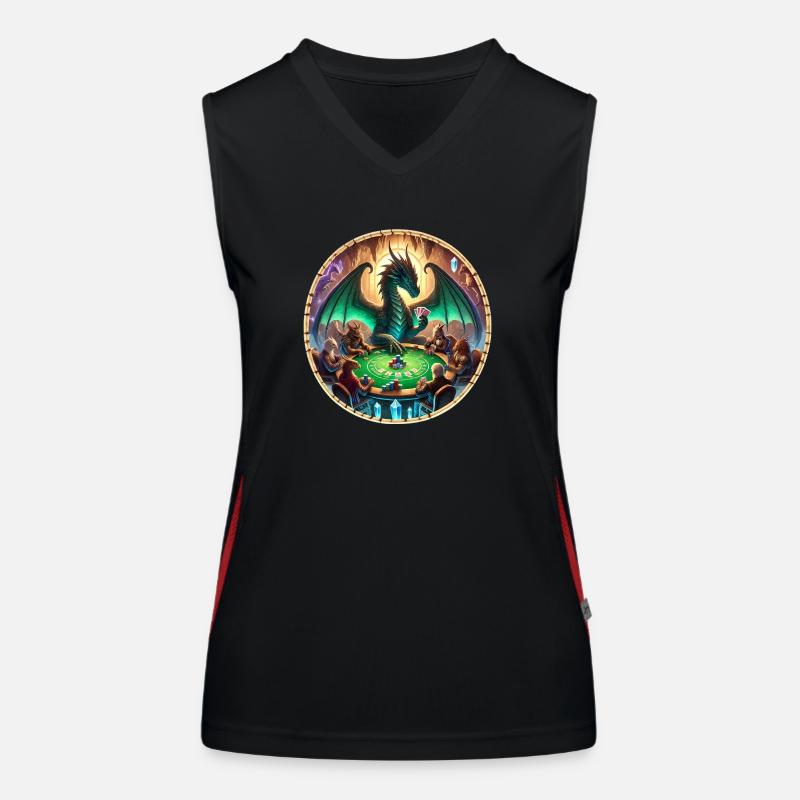 Drachenpoker , Drache spielt Poker Funktionelles Kontrast-Tank Top für Frauen