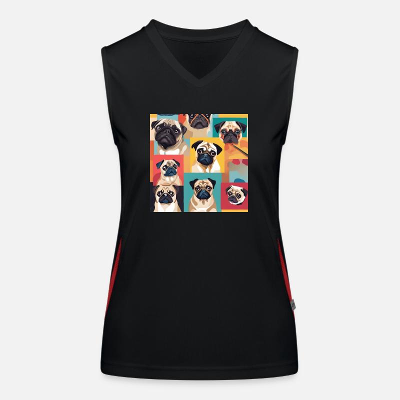 Mops Collage Funktionelles Kontrast-Tank Top für Frauen