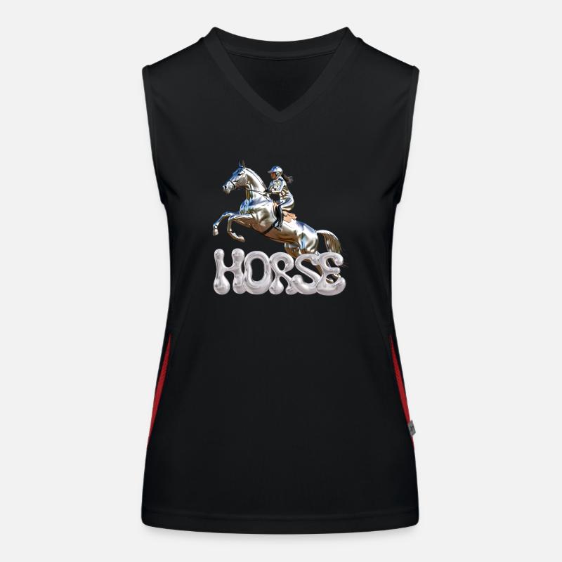 Springreiterin Chrom 1 Funktionelles Kontrast-Tank Top für Frauen