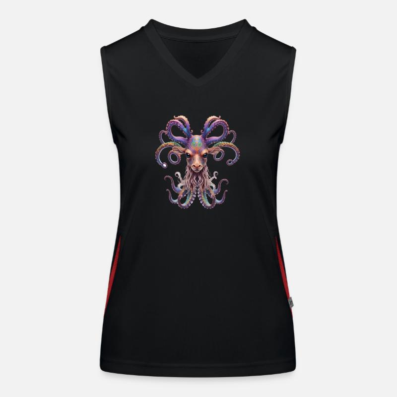 Psychedelic Goa Deer Octopus Women's Functional Contrast Tank Top