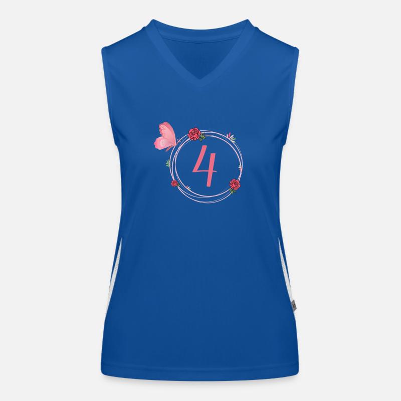 4e anniversaire papillon et fleurs fillettes Débardeur respirant contrasté Femme