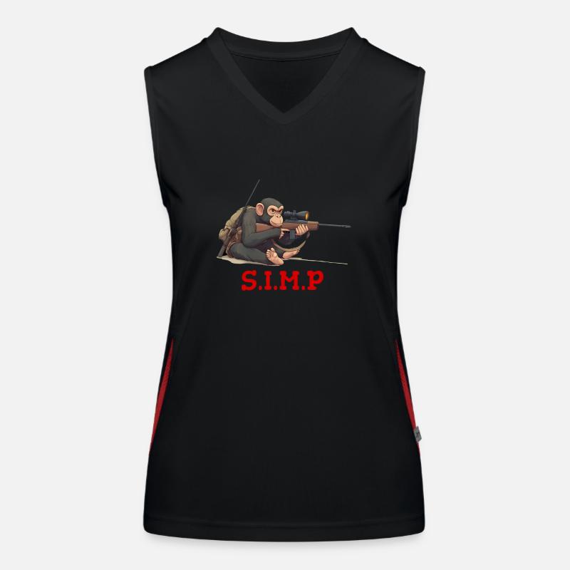 Monkey, meme, Sniper Rifle Funktionelles Kontrast-Tank Top für Frauen