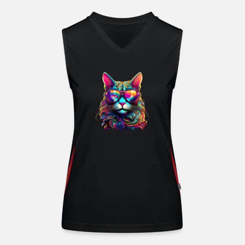 Cool Cat - Neon Vibes Funktionelles Kontrast-Tank Top für Frauen