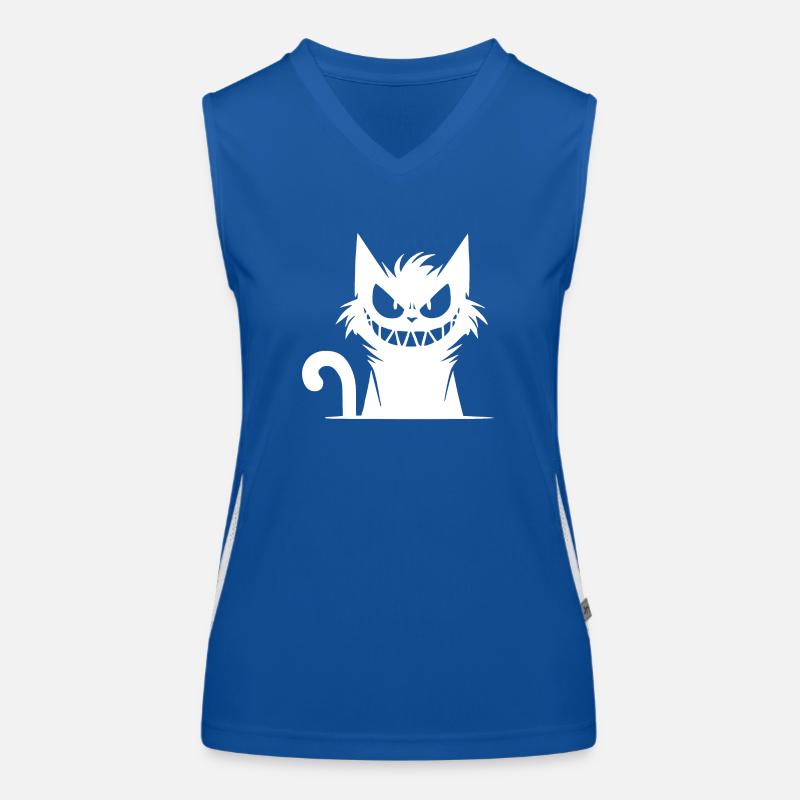 Grinning cat with an evil look in his eyes Women's Functional Contrast Tank Top