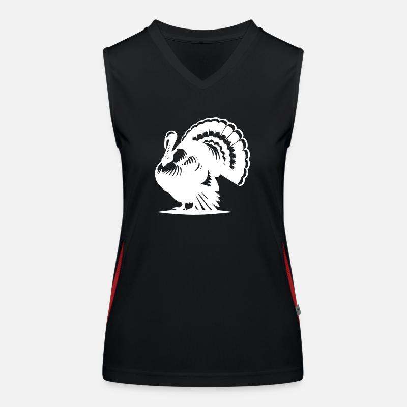 Funny poultry, turkey, huge plumage Women's Functional Contrast Tank Top