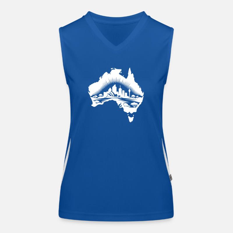 Australian Continent Landscape Tattoo Sytyle Women's Functional Contrast Tank Top