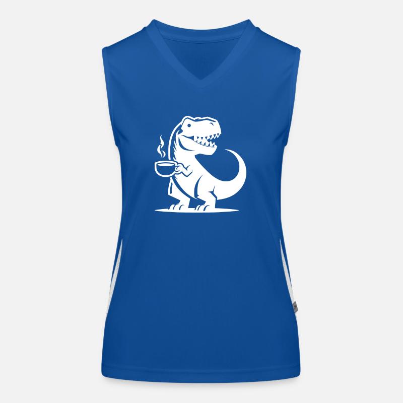 T-Rex avec tasse à café Grim Caffeine Dino Débardeur respirant contrasté Femme