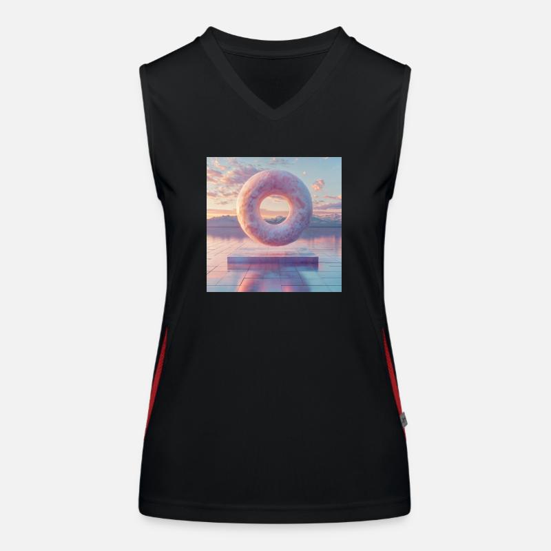 3D Levitating Donut Women's Functional Contrast Tank Top