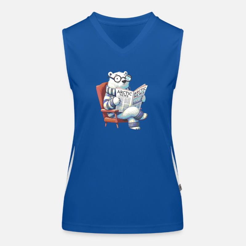 Eisbär liest Zeitung Funktionelles Kontrast-Tank Top für Frauen