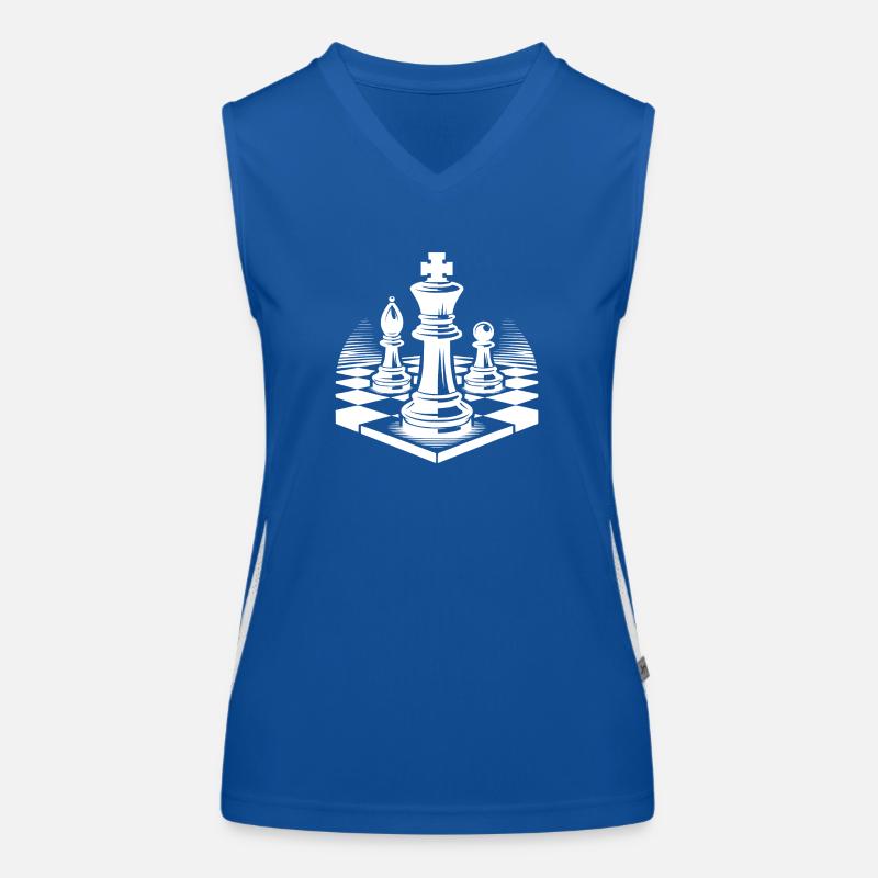 Chessboard with chess pieces king and bishop Women's Functional Contrast Tank Top