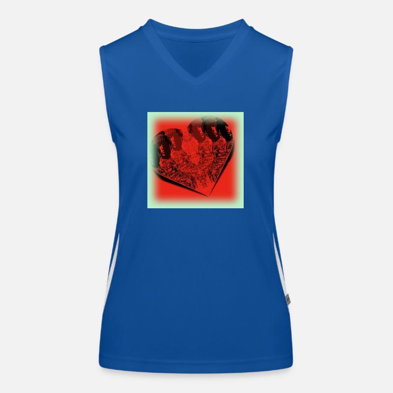 Rot Herz und... Funktionelles Kontrast-Tank Top für Frauen