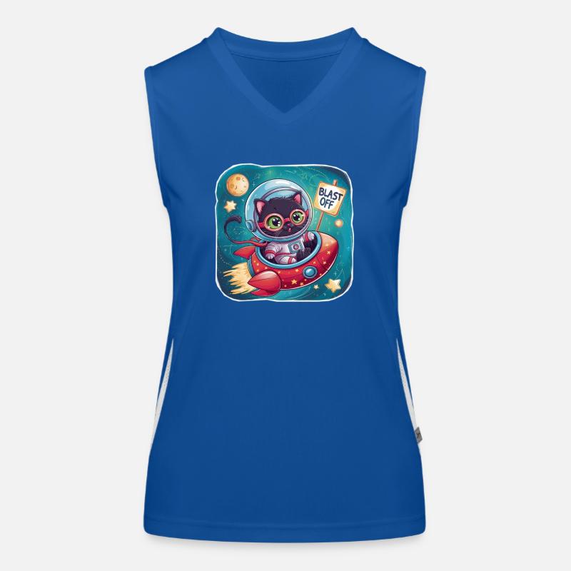 Cat Astronaut - space expedition Women's Functional Contrast Tank Top