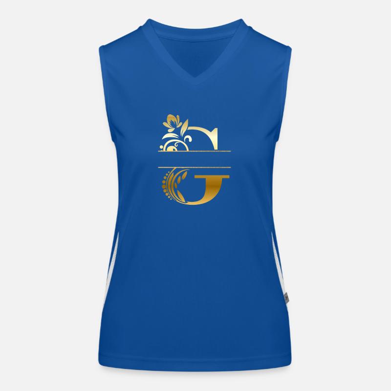 Personalisierter vergoldeter Blumenbuchstabe g - Geschenkidee Funktionelles Kontrast-Tank Top für Frauen