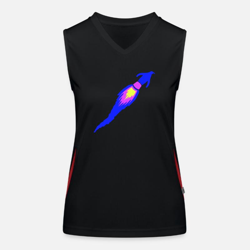 Funny Penguin Rocket Fire Fun Flight Flying Women's Functional Contrast Tank Top