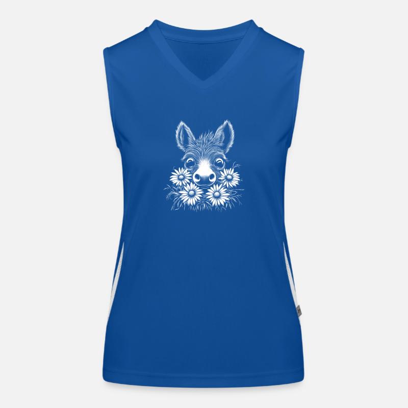 Süßer Esel mit Blumen Funktionelles Kontrast-Tank Top für Frauen