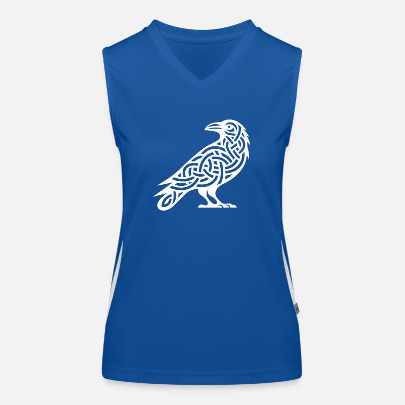 Mysterious Raven Bird in Celtic Style Women's Functional Contrast Tank Top