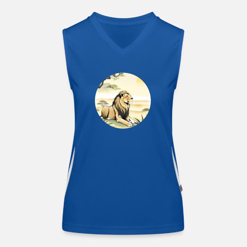 Ein Löwe in der Savanne Funktionelles Kontrast-Tank Top für Frauen