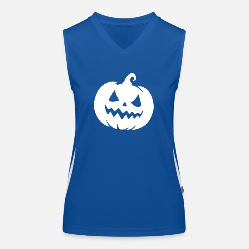 Naughty magic pumpkin lantern with a cheeky grin Women's Functional Contrast Tank Top