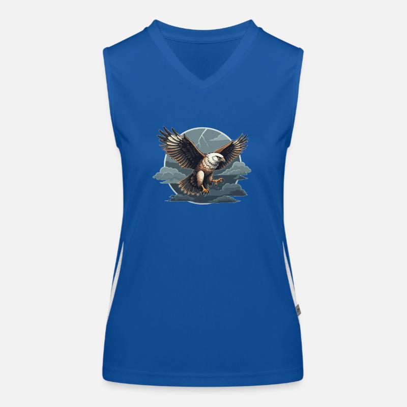 Goshawk and storm clouds Women's Functional Contrast Tank Top