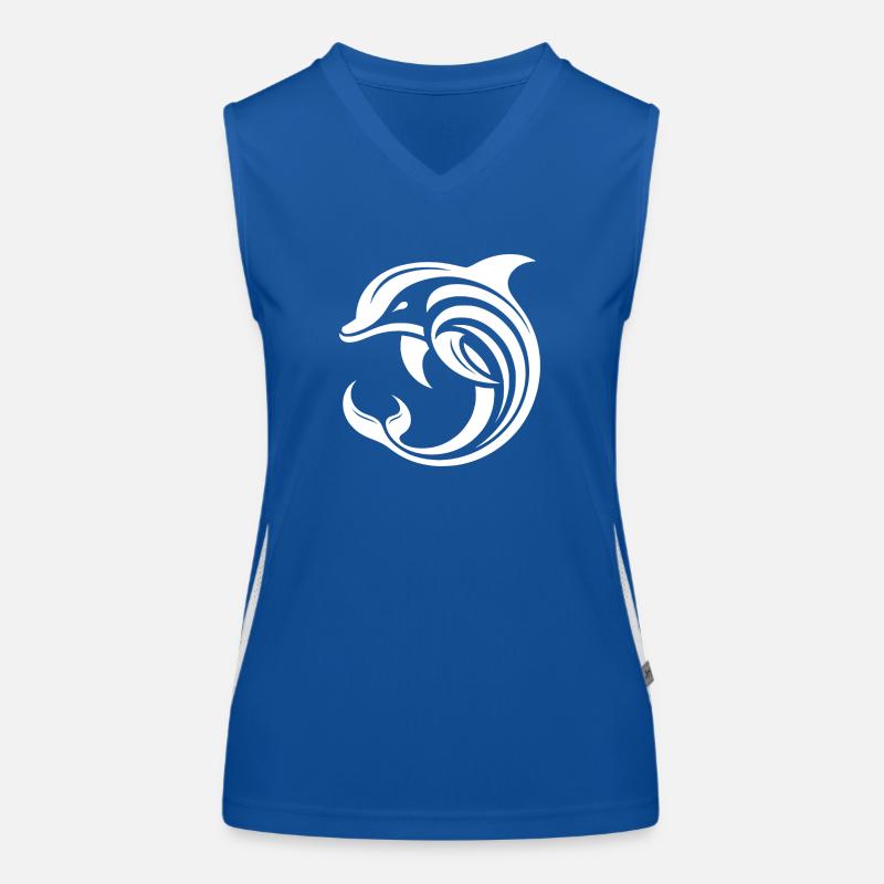 Eleganter Delfin Sprung mit stilisiertem Design Funktionelles Kontrast-Tank Top für Frauen