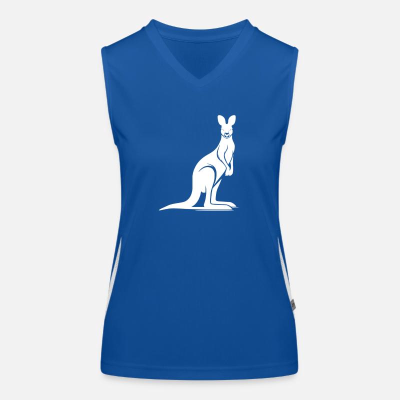 Wild animal silhouette with typical kangaroo pose Women's Functional Contrast Tank Top