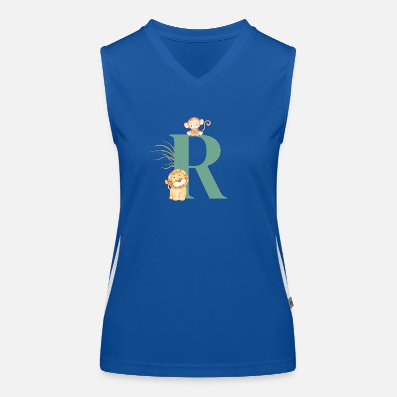 Buchstabe r grüne Dschungeltiere Funktionelles Kontrast-Tank Top für Frauen