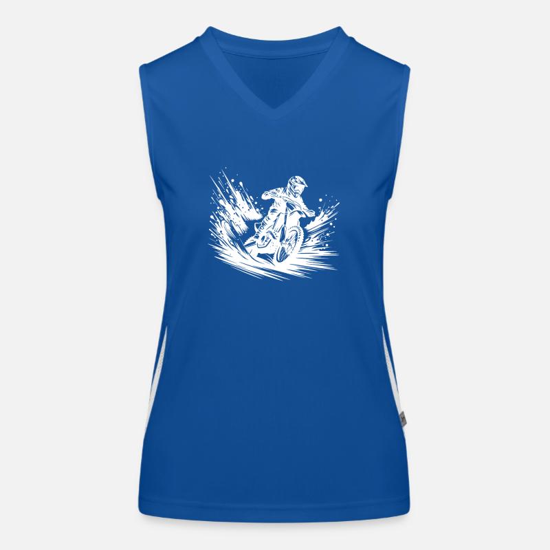 Enduro machine with dust clouds on the track Women's Functional Contrast Tank Top