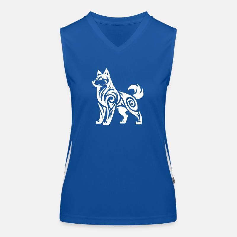 Mystical Powerful Tribal Husky Dog Women's Functional Contrast Tank Top