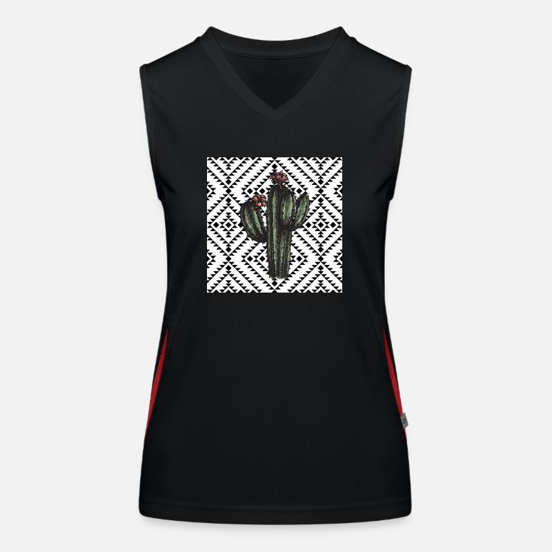 Cactus Geometric Pattern Design Women's Functional Contrast Tank Top