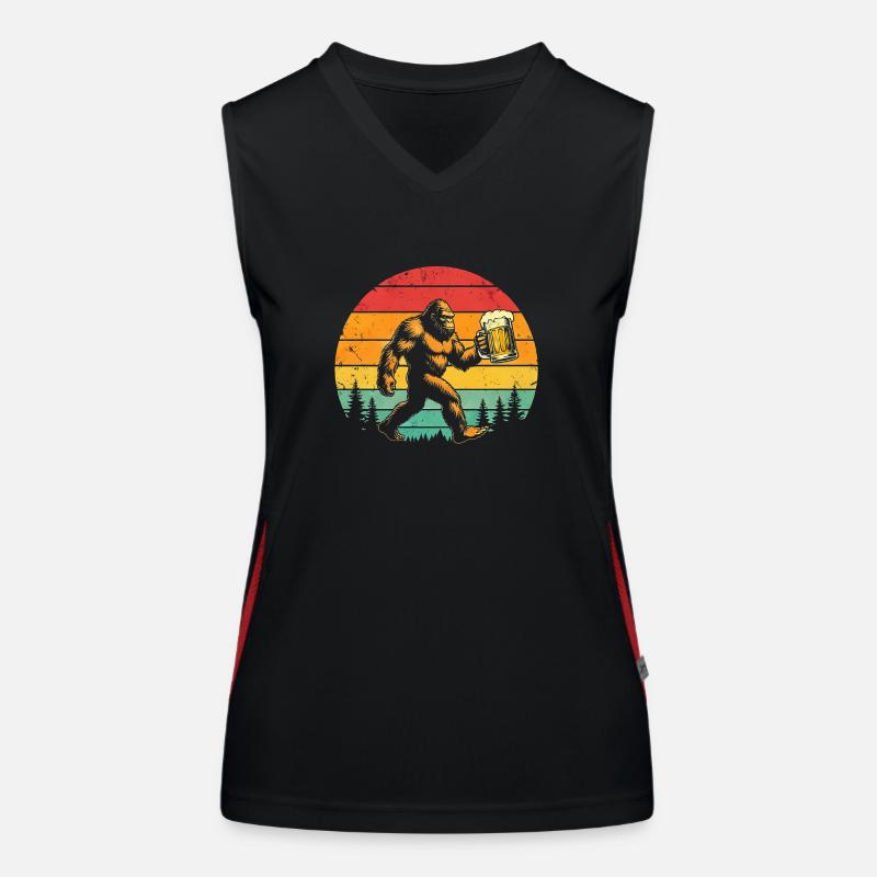 Bigfoot Bier Alkohol Biertinker Retro Geschenk Funktionelles Kontrast-Tank Top für Frauen