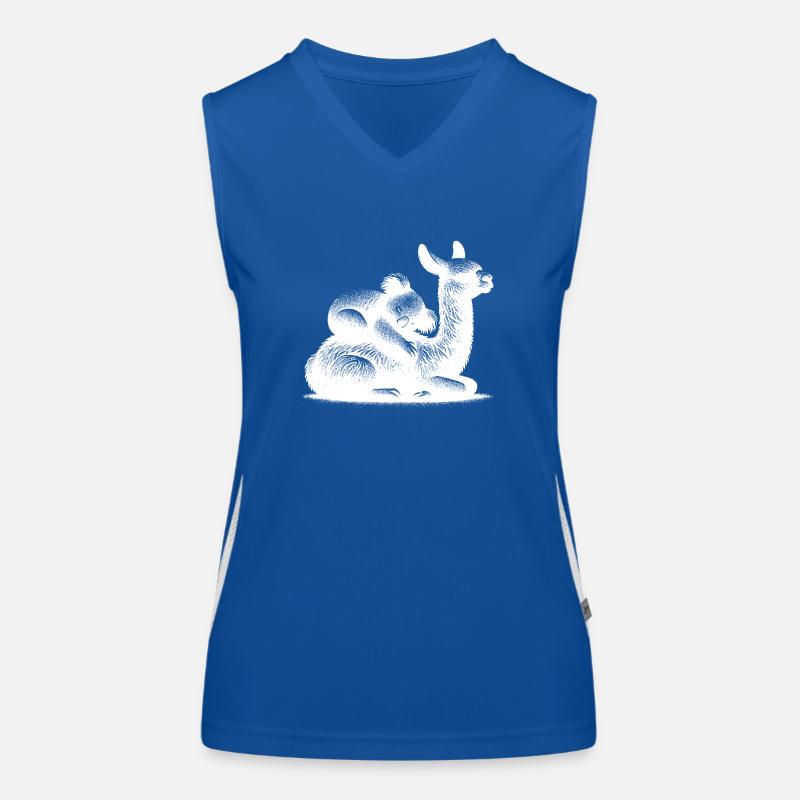 Cute llama with a sleeping koala Women's Functional Contrast Tank Top