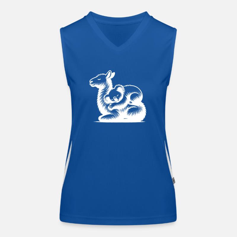 Schlafender Koala auf einem niedlichen Lama Funktionelles Kontrast-Tank Top für Frauen