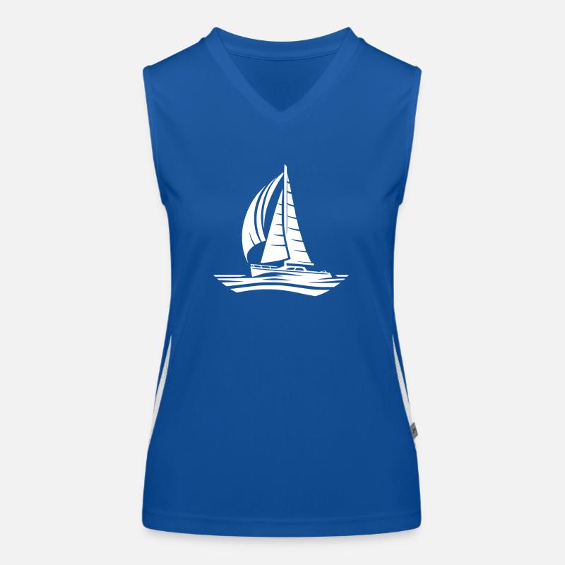 Segelboot bei mit ruhigem Wellengang Funktionelles Kontrast-Tank Top für Frauen
