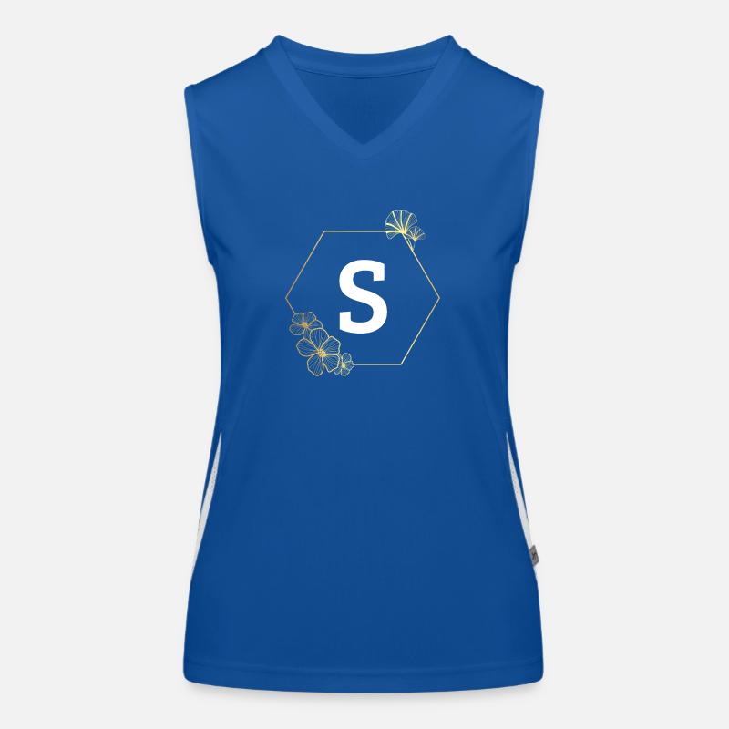 Buchstabe s Goldener Blumenrahmen Funktionelles Kontrast-Tank Top für Frauen