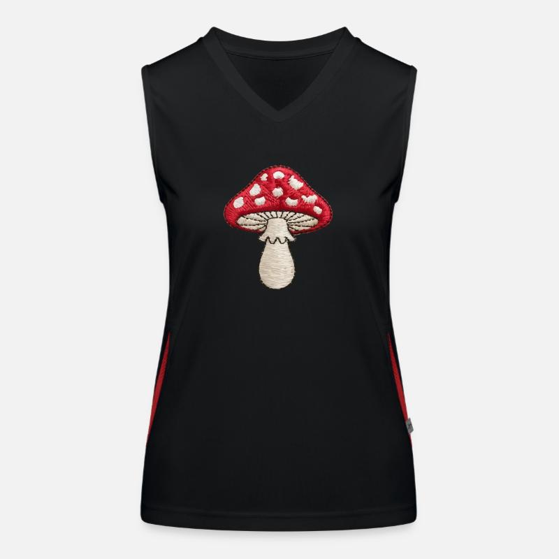 Gestickter Pilz Funktionelles Kontrast-Tank Top für Frauen