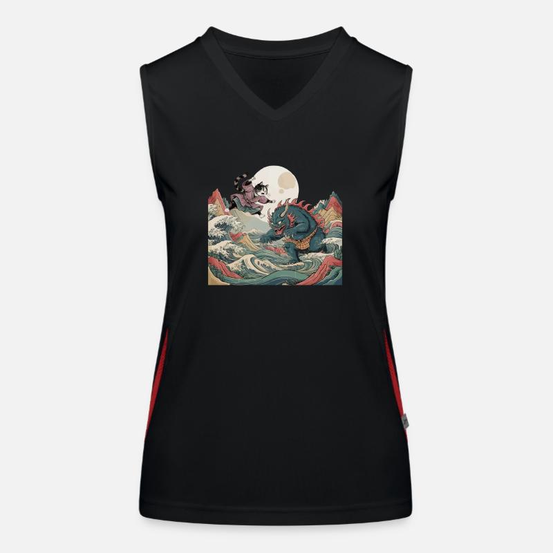 Samurai-Katze Funktionelles Kontrast-Tank Top für Frauen