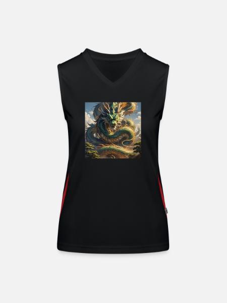 Asian Dragon - Women's Functional Contrast Tank Top - black/red - Front