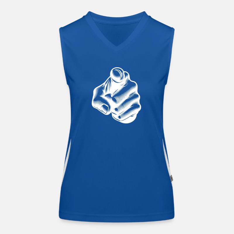 Main avec l’index doigt pointant geste de la main Débardeur respirant contrasté Femme