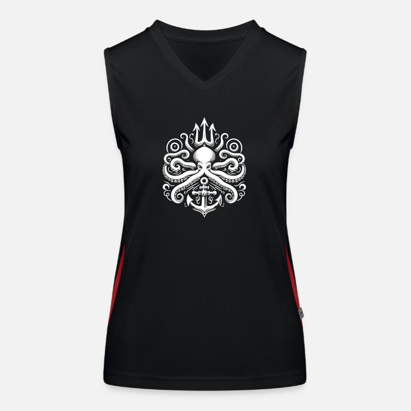 Octopus Trident Logo - Women's Functional Contrast Tank Top - black/red