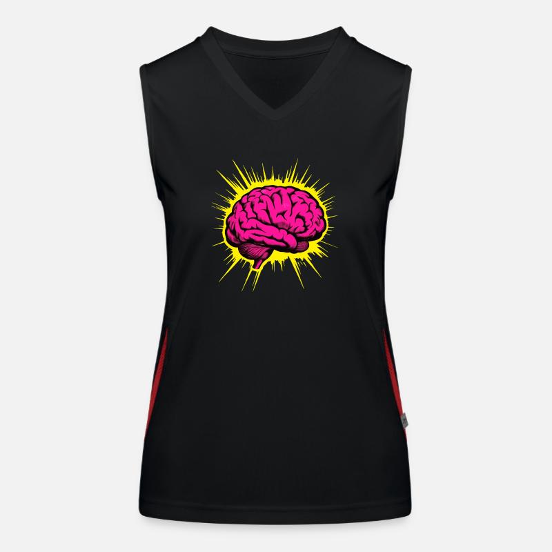 Neon brain with thinking energy. Mind Power! Women's Functional Contrast Tank Top