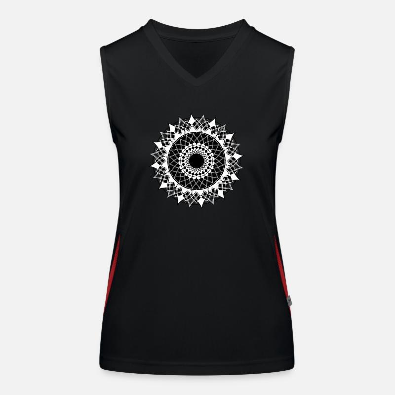 Mandala in Black & White Funktionelles Kontrast-Tank Top für Frauen