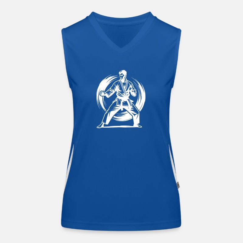 Perfekte Karate Pose meisterhafte Kampfkunst Funktionelles Kontrast-Tank Top für Frauen