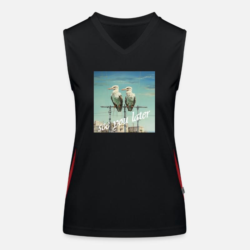 See You later Lettering 2 Birds Pole Humor Women's Functional Contrast Tank Top