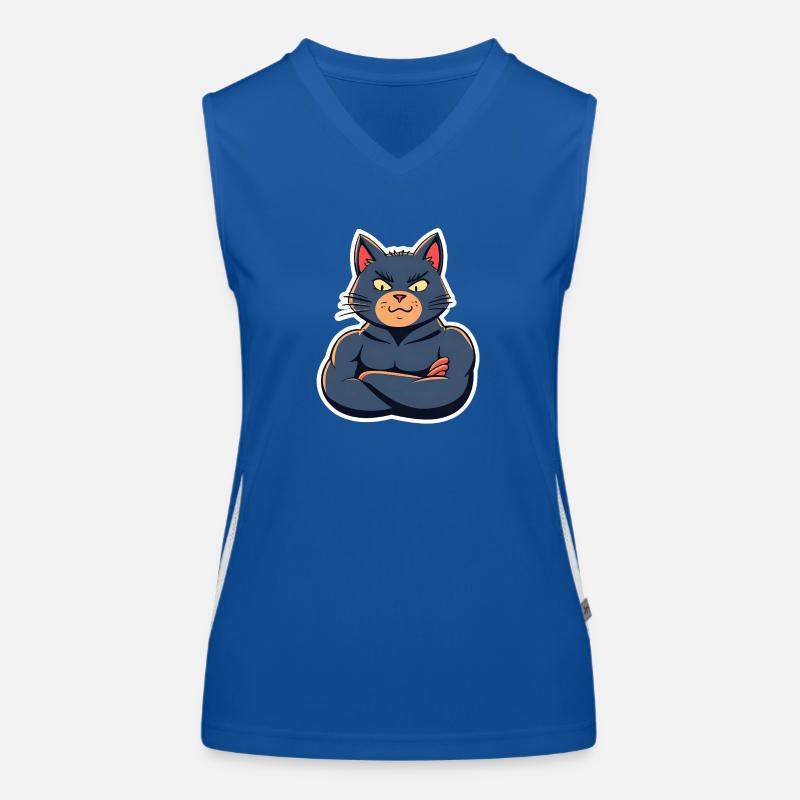 Katze mit Muskeln-Lustiges Comic Design Funktionelles Kontrast-Tank Top für Frauen