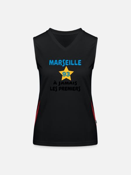 Marseille à jamais les premiers - Funktionelles Kontrast-Tank Top für Frauen - Schwarz/Rot - Vorne