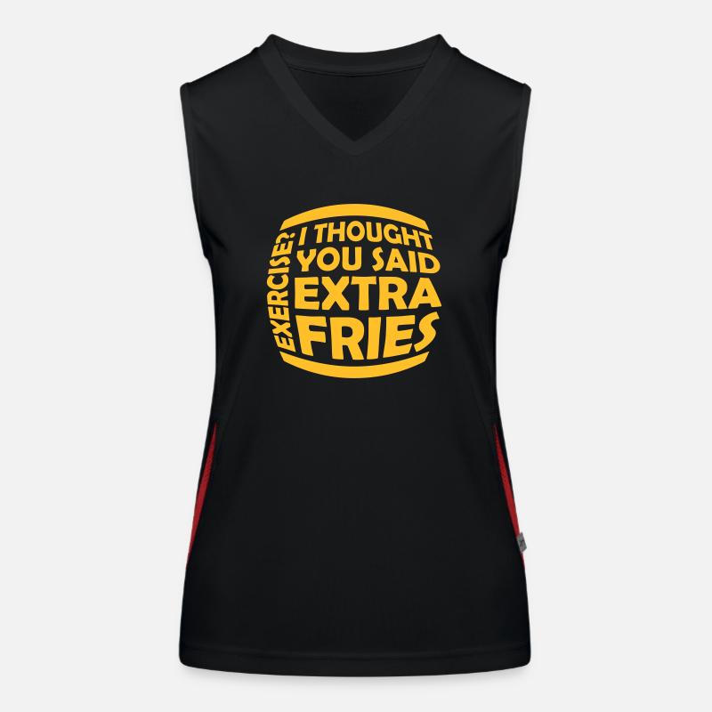 Exercise Extra Fries Quote Women's Functional Contrast Tank Top