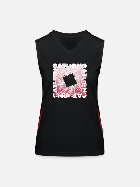 believe jokes present astronomy tshirt humor - Funktionelles Kontrast-Tank Top für Frauen - Schwarz/Rot - Vorne