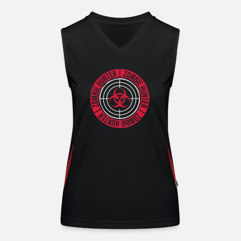 zombie hunter Halloween Quote Women's Functional Contrast Tank Top