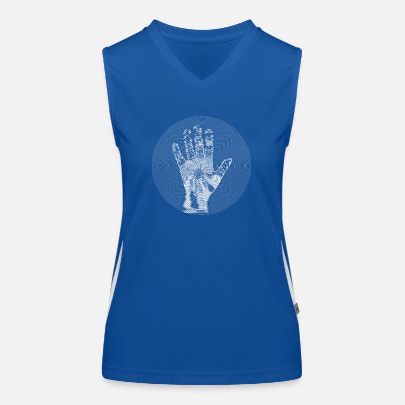 Abstract Hand Optical Illusion Scan Line Women's Functional Contrast Tank Top